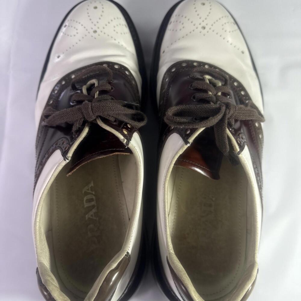 Prada White & Burgundy Men’s Perforated leather Lace-up Sui Generis Design 9.5EE - Picture 7 of 9